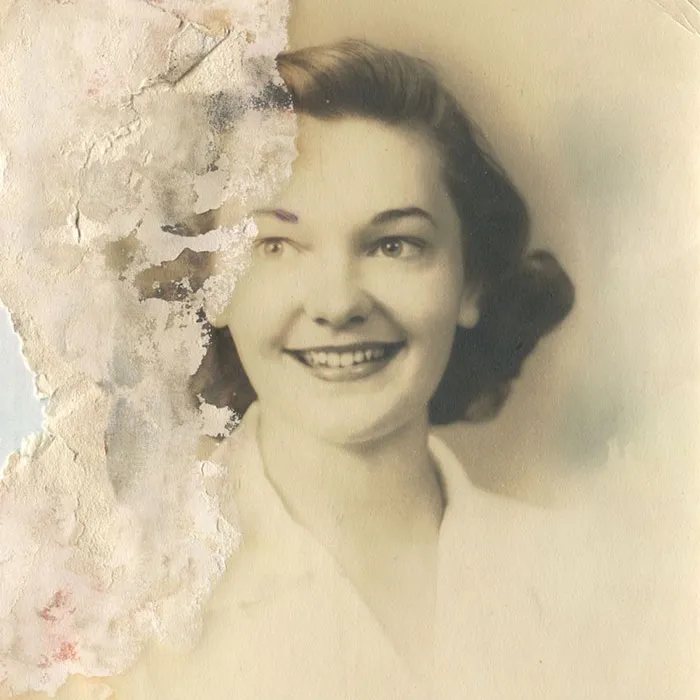 Severely damaged vintage photo restoration - Before restoration