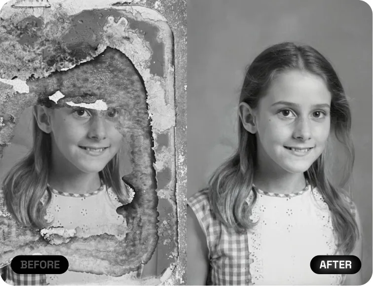 Before and after AI photo restoration example 3